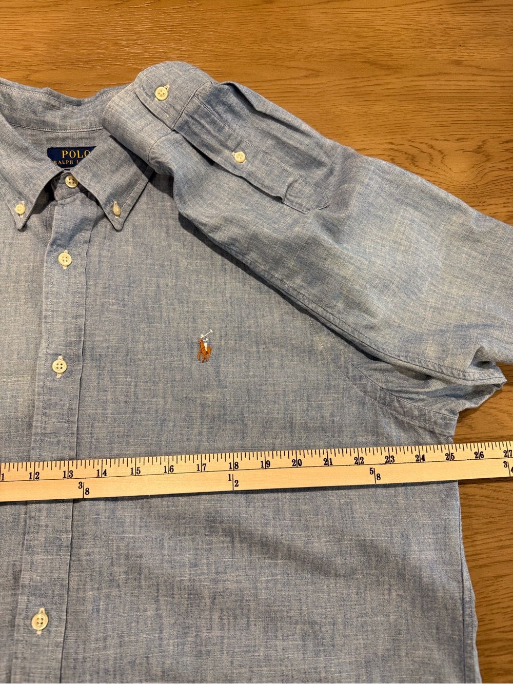 Polo Ralph Lauren Classic Fit Chambray Button Down Oxford Preppy Casual Shirt - Picture 7 of 12